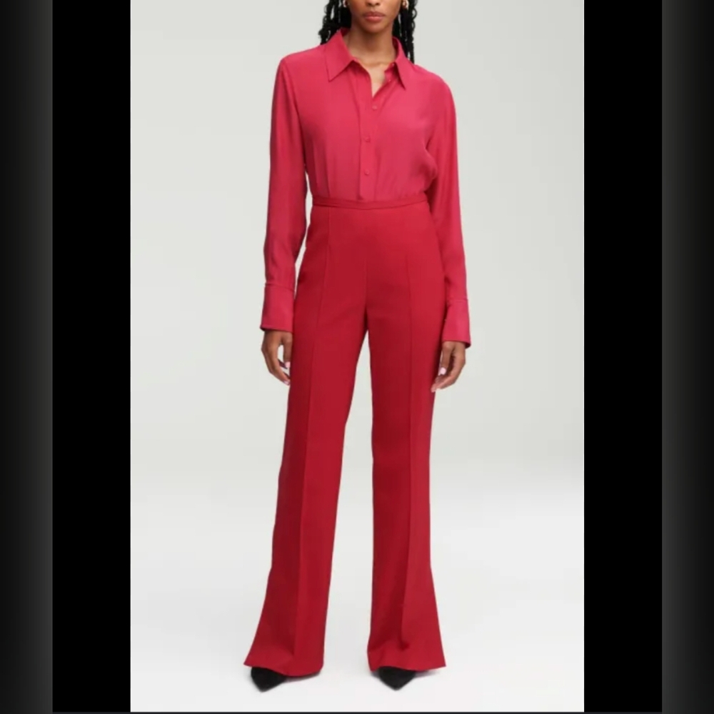 ARGENT NWT Slim Seasonless Wool Red Trousers